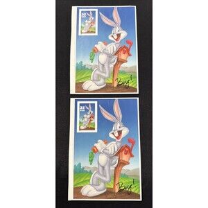 2 Bugs Bunny LOONEY TUNES US Postage Stamp & Card - 32 cents